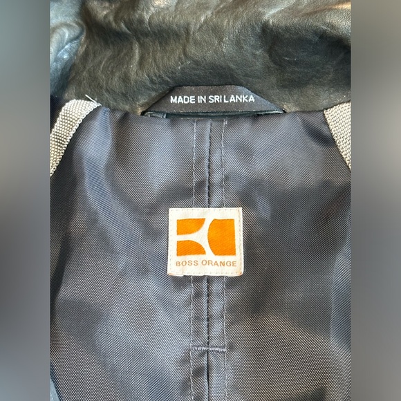 Hugo Boss Orange leather motorcycle jacket, men’s 46R, grey. Must see - Picture 3 of 6